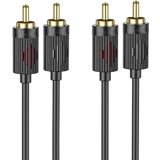 Кабель аудио Hoco UPA29 2 RCA to 2 RCA red and white double lotus (1.5m) Black