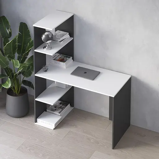 Комп’ютерний стіл Vays M-16, письмовий з боковим стелажем зліва, ЛДСП, 120×60×148 см - для дому, навчання, офісу - фото 2