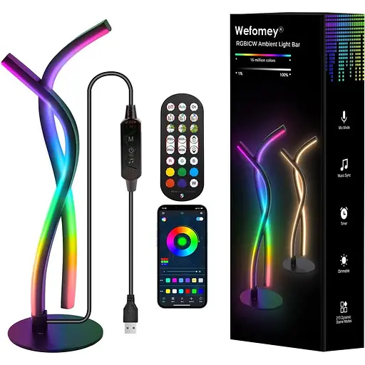 Сучасна світлодіодна настільна лампа Wefomey, RGBWIC Ambiance