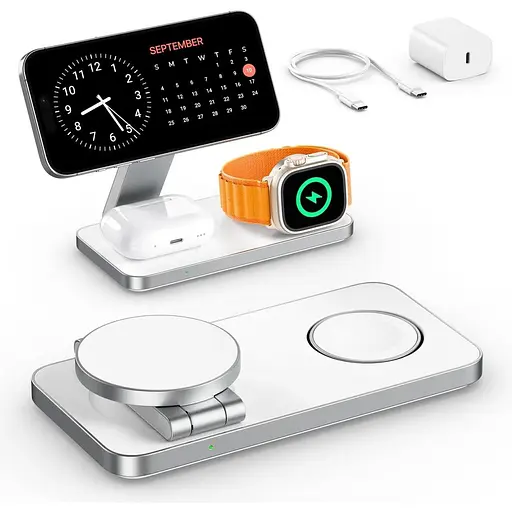 Бездротовий зарядний пристрій швидкого заряджання 3 в 1 сумісний із зарядним пристроєм Magsafe