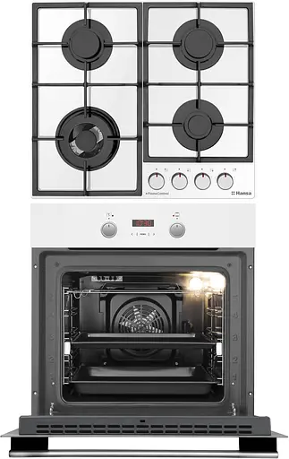 Комплект Hansa духовка электрическая + поверхность газ на стекле белый - фото 4