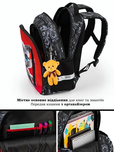 Шкільний рюкзак School Standard для дівчинки з Котиком 38х28х16 см для початкової школи (160-11) - фото 4