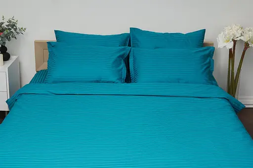 Комплект постельного белья Moon&Star Детский 110x140 см наволочки 2x40x60 см Turkish Blue Satin Stripe - фото 3