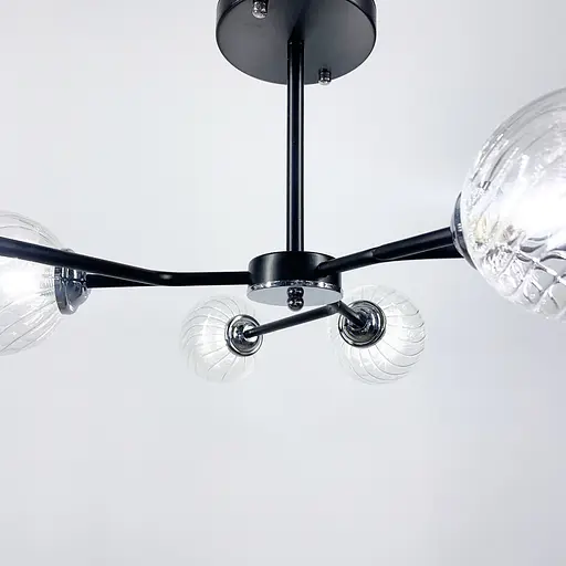 Стельова люстра в чорному корпусі на 10 ламп Line.F Колір фурнітури хром - фото 8