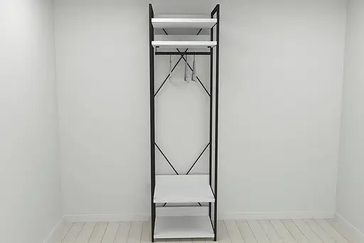 Шафа Гардероб Уні секція 2 серії Конект Ferrum-decor 220x60x50см Чорний метал ДСП Білий 32 мм (FRD-104535) - фото 6