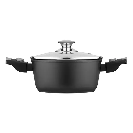 Кастрюля Ardesto Gemini Bari со стеклянной крышкой 2.5 л 20 см алюминий черный (AR1925AC) - фото 3