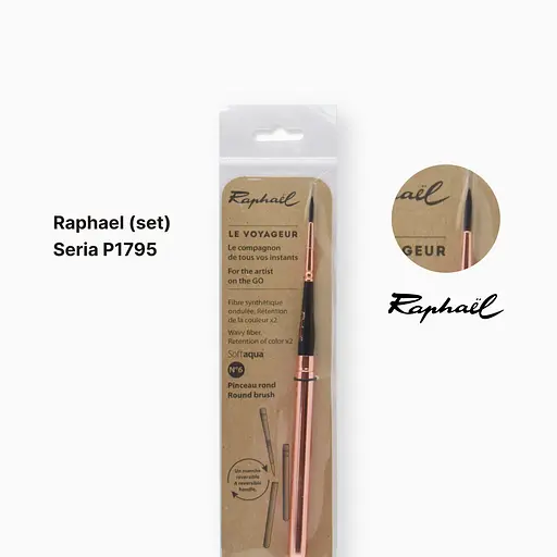 Кисть круглая Raphael Le Voyageur, Softaqua, №6, медная, обратная - фото 2