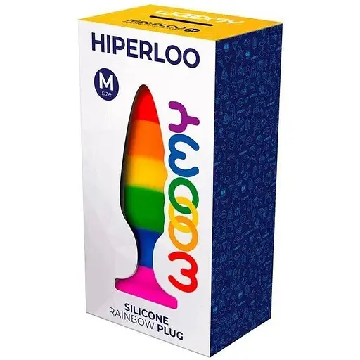 Силіконова анальна пробка Wooomy Hiperloo Silicone Rainbow Plug M діаметр 2.9 см довжина 11 см - фото 3