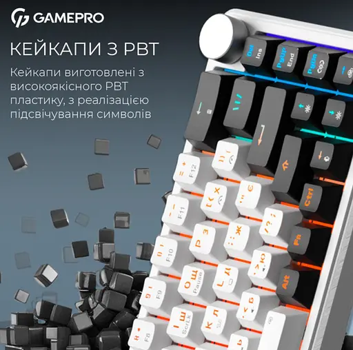 Клавиатура беспроводная игровая механическая GamePro MK-210-W Pro White-Black QLAB Orange Switches Hot-Swap - фото 6