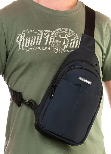 Чоловіча сумка слінг тканинна, синій Lanpad sum0028693 - фото 2