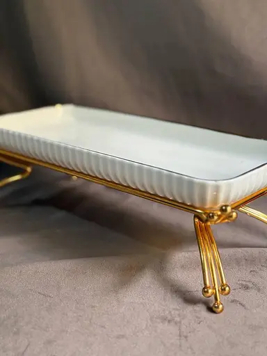 Керамическое блюдо 1565 G для сервировки с декоративной подставкой 30х12,5см - фото 2