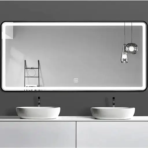 Дзеркало Dusel Led DE-M0065D Black 90x70 см сенсорне включення + підігрів, Чорний - фото 2