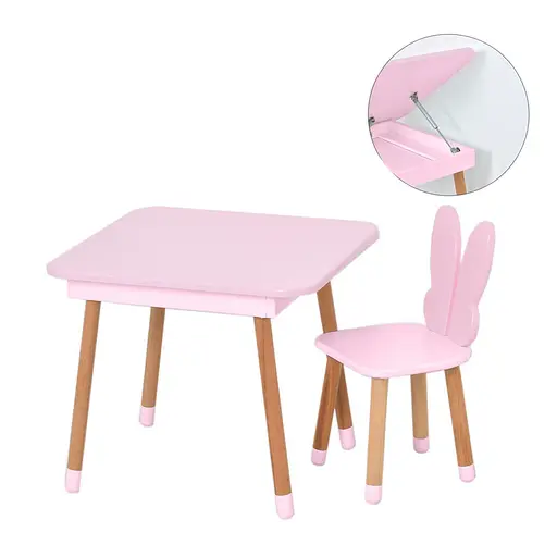 Столик зі стільцем "Метелик" 10-025R-BOX з ящиком, рожевий - фото 2