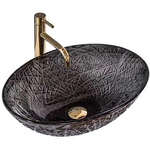 Умывальник Rea Frost Black накладной REA-U5071, Прозрачный - фото 1