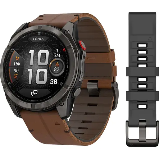 Смарт-часы Garmin Fenix 8 Pro AMOLED Sapphire 51 мм Carbon Gray DLC Titanium with Chestnut Leather Band 010-03199-40 (145033)