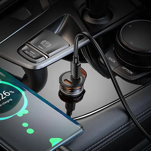 Автомобильное зарядное устройство для Hoco NZ16B 2 Type-C PD 45W metal grey - фото 6