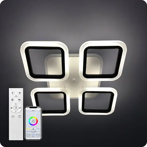 Люстра світлодіодна 517 Light 3color з пультом 72Вт Чорний (01372) - фото 1