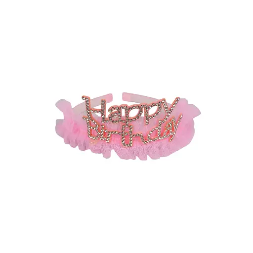 Обруч на голову Корона ажурная со стразами Happy Birthday (В ассортименте)