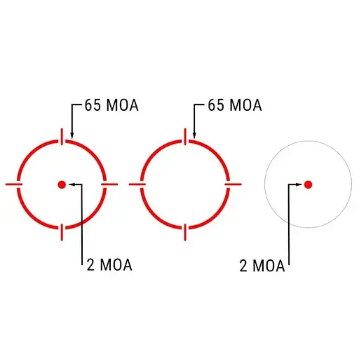 Прицел коллиматорный Holosun HE515CT-RD точка 2 MOA + круг 65 МОА - фото 7