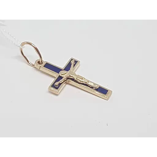 Золотий хрестик Харківська ювелірна фабрика Розп'яття Христа з емаллю. 115-МЕ - фото 3