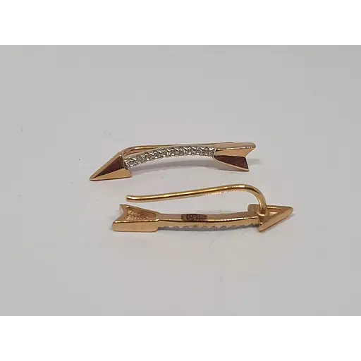 Золоті сережки-каффи Харківська ювелірна фабрика з фіанітами. 700086-СРР - фото 2