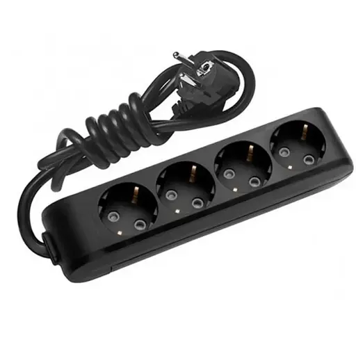 Подовжувач Panasonic X-tendia із заземленням 4 гнізда, 5 м, з захистними шторками, чорний