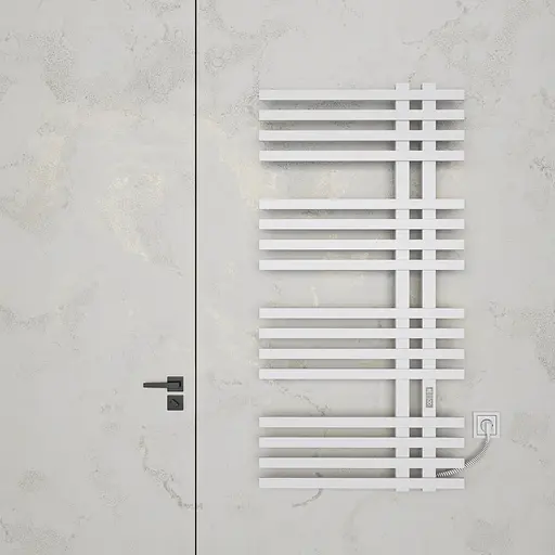 Электрический полотенцесушитель Kosser Браш 800x600 EL тайм. белый ДБ01ELW, Белый матовый, Левое - фото 4