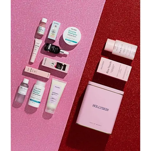 Подарунковий набір Hollyskin Superstars: Ліфтинг маска 100 мл + Засіб від прищів 15 мл + Сироватка-пілінг для обличчя 30 мл + Тонер для обличчя 200 мл + Сонцезахисний крем для обличчя 10 мл + Пудра-пілінг для обличчя 50 г + Міцелярна вода 60 мл + Шампунь 100 г - фото 2