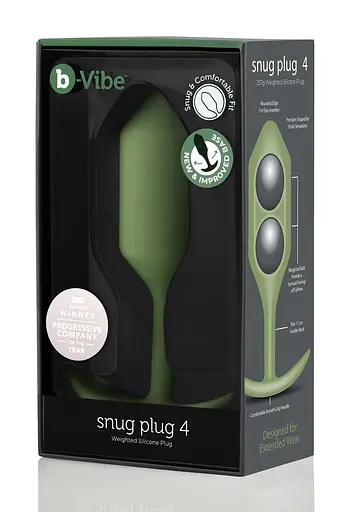 Анальная пробка B-Vibe Snug Plug 4, 14 см (зеленый) - фото 4