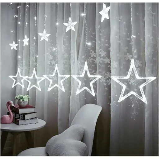 Гірлянда штора "Зірки" ZABI-7 USB 120 L, 3*1 м, USB+батарейка, біла - фото 2