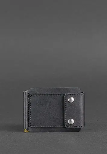 Мужской кожаный портмоне черный 10.0 зажим для денег - фото 2