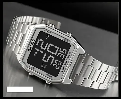 Мужские наручные часы Skmei 1735 (Серебристый с черным циферблатом) - фото 5