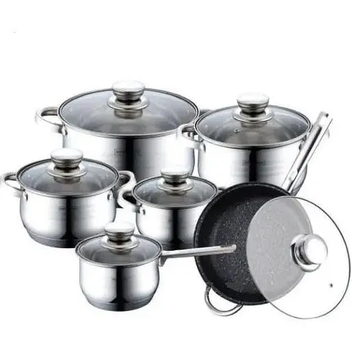 Набір каструль із кришками та сковорідкою Bohmann BH 71241-12, 12 предметів - фото 1