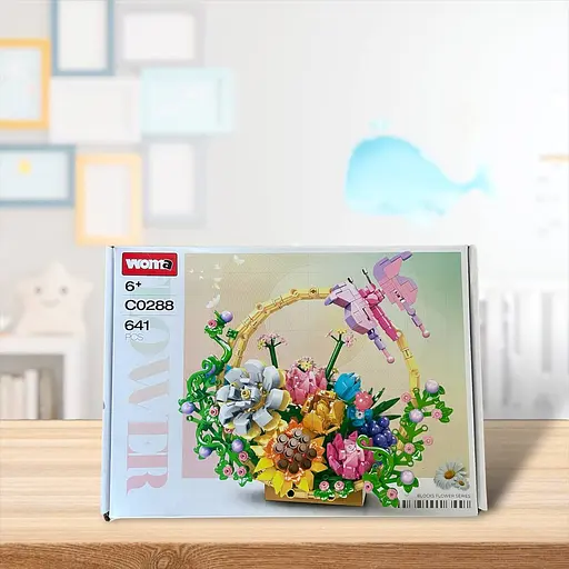 Конструктор цветы WOMA набор букет цветов в корзине   641 деталь - фото 5