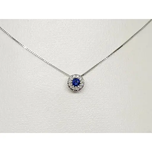 Золоте кольє ЮЗ "Багет" з діамантами і сапфіром. 85134/1С 45 - фото 2