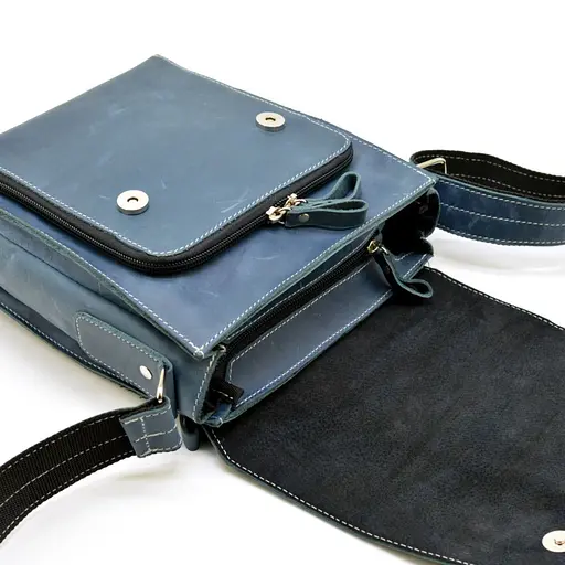 Кожаная мужская сумка через плечо TARWA 26х22х6 см sum0025863 - фото 5