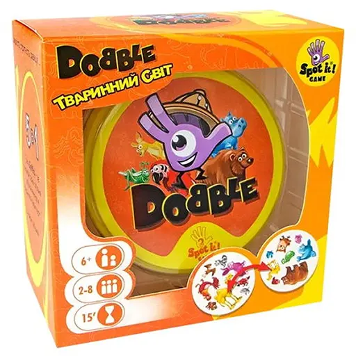 Настільна гра Ігромаг Доббль: Тваринний світ (Dobble Animals) (укр.) (DOAN01UA) - фото 1