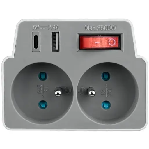 Розгалужувач 2x2P+USB A USB C