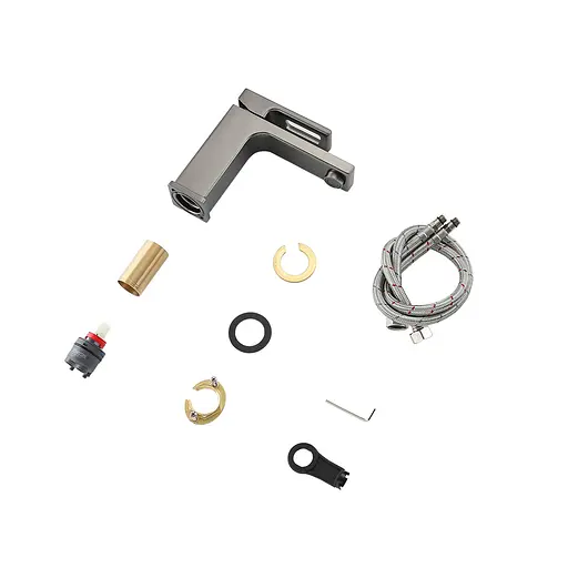 Змішувач для умивальника Gappo G1017-9 збройова сталь Графітовий хром - фото 4