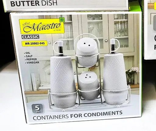 Керамічний набір для спецій та пляшечки для олії Maestro MR-20002-04S настільний набір баночок Білий - фото 6