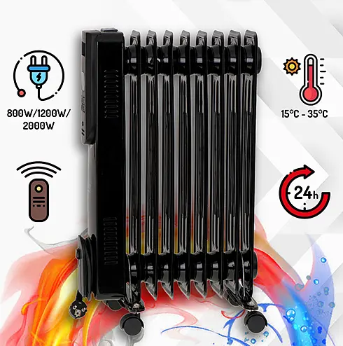 Масляный обогреватель с дистанционным  LED управлением (9 ребер) Camry CR 7810 - фото 6