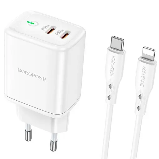 Зарядний пристрій Borofone Type-C to Lightning Reacher BN9 2Type-C 35W біле - фото 1