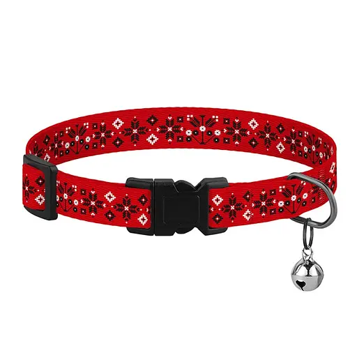 Нашийник для котів Барксі Urban патріотичний Вишиванка червоний - фото 2