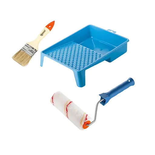 Валик "Роял" 150х30 мм с ручкой, ванночка и кисточка "Стандарт" Polax (770-263) - фото 1