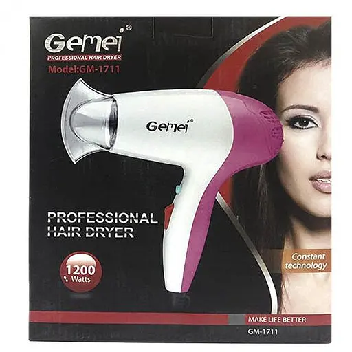 Потужний маленький якісний фен для сушіння укладки волосся Gemei GM-1711 електрофен - фото 2