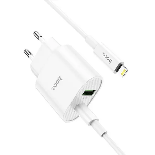 Адаптер сетевой HOCO Type-C to Lightning Cable Lineal C95A набор с белым кабелем - фото 5