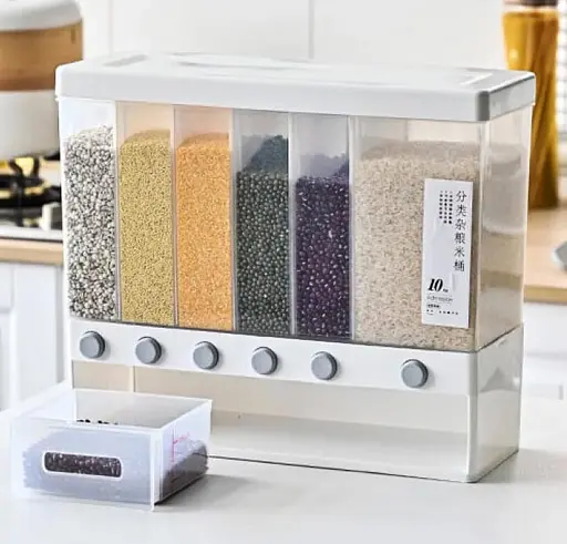 Органайзер для сипучих продуктів Assorted grain rice bucket JC-2170 Диспенсер для круп 6 секцій - фото 1