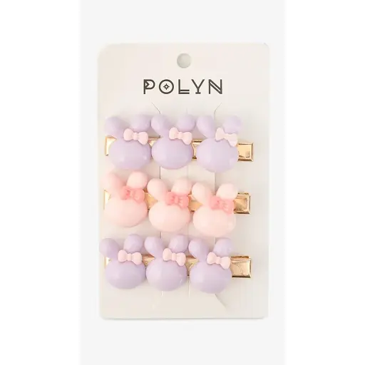 Заколки для девочки Polin 3 шт 4048A-14 Сиренево-розовый - фото 1