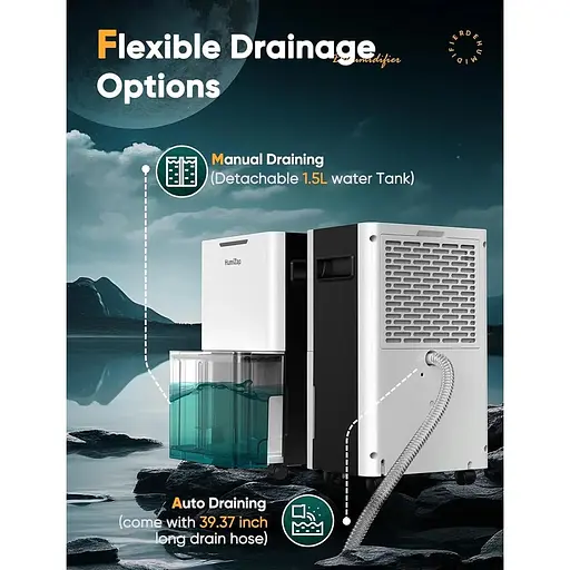 Осушитель воздуха HumiZap 2000 кв. Ft для дома - 12 л/день со сливным шлангом - фото 5