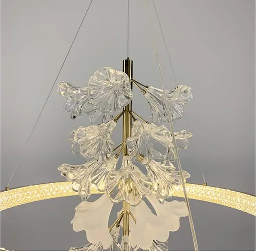 Світлодіодна латунна люстра із ніжними квітами Ø 80 см | Line F | Арт. D9001-800 - фото 4